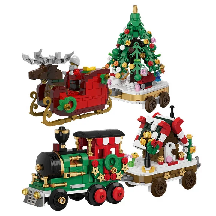 MOC Kerst Trein Slee Peperkoek Huis Kerstboom DIY Model Bouwstenen Kinderen Speelgoed Geschenken
