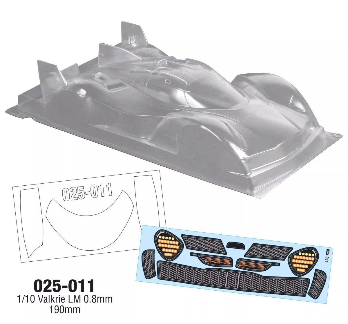 

1/10 Scale Valkyrie LM RC Drift Car Clear Body Shell With Rear Wing (190mm Width)