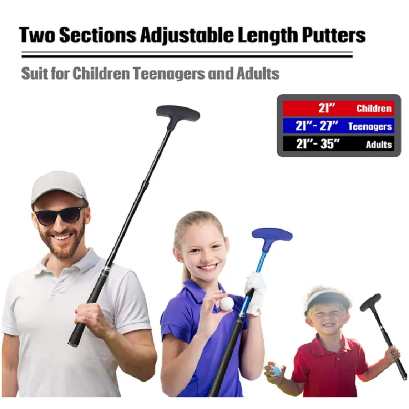 Mini Golf Putter for Kids and Womens Mini Golf Clubs Set - Two-Way Adjustable Length putters with 5 Golf Practice Ball