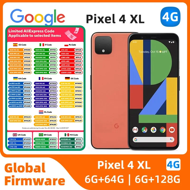 Google Pixel4xl 4G SmartPhone CPU Qualcomm Snapdragon 855  Battery capacity 3700mAh 12MP Cameraoriginal used phone