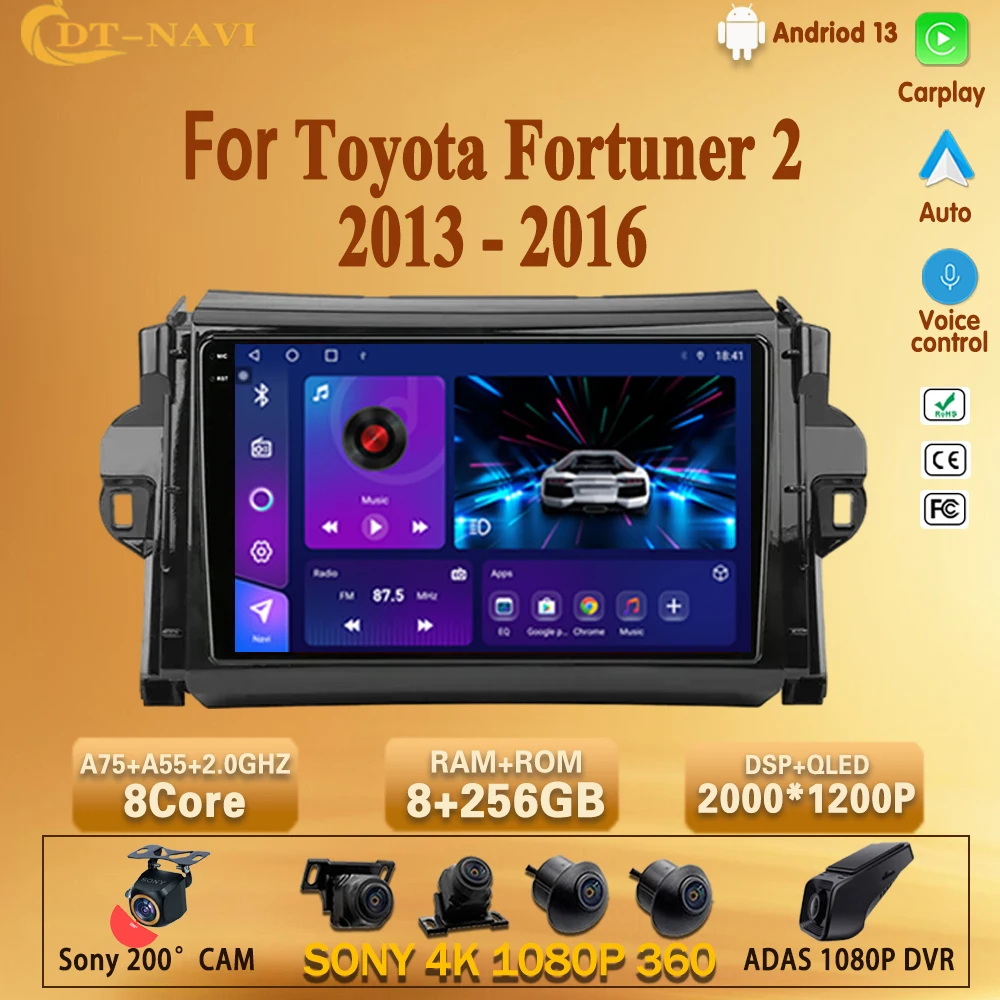 

Android 13 For Toyota Fortuner 2 2015 - 2020 No 2 Din DVD Car Radio Multimedia Video Player Stereo Carplay Auto 4G GPS Head Unit