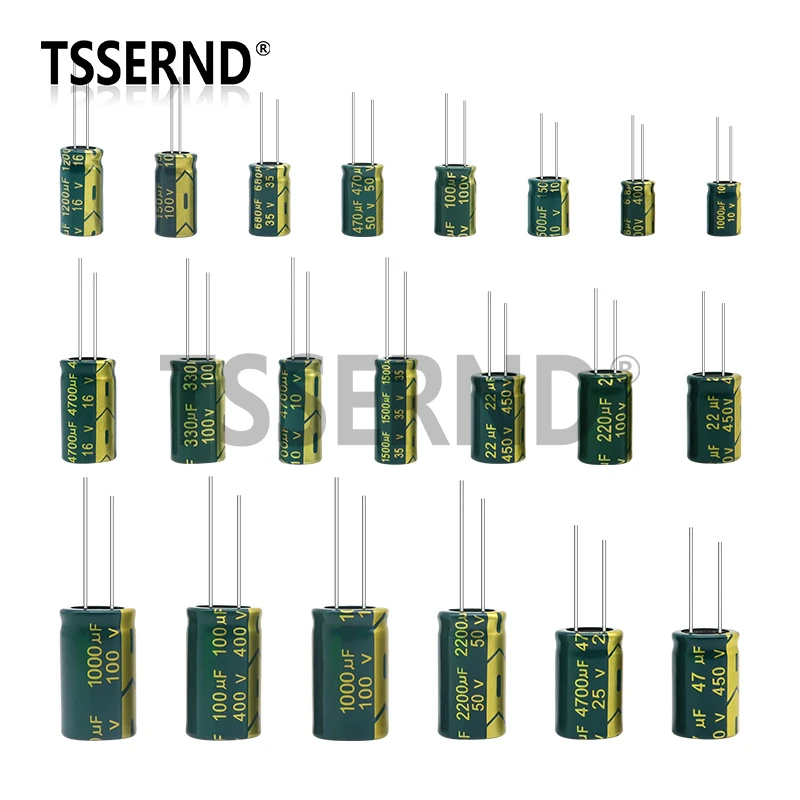 10V 16V 25V 35V 50V 400V 450V High Frequency Low ESR Aluminum Capacitor 10UF 100UF 220UF 330UF 470UF 680UF 1000UF 2200UF 3300UF