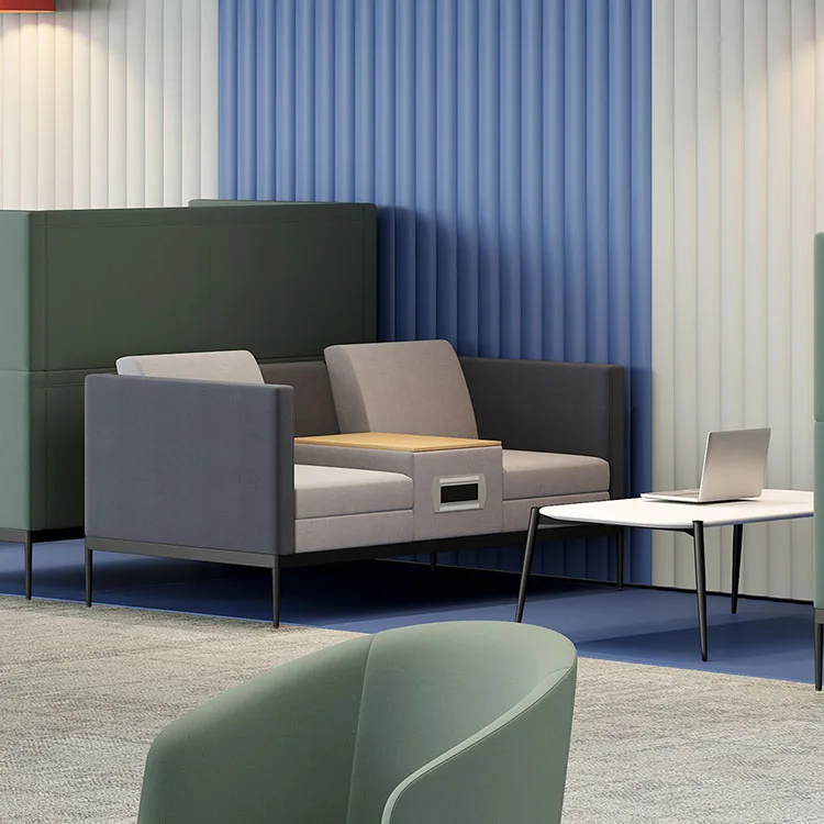 & Convenient Charging Socket Design Linen Veneer Short Backrest Sealing Plate Wooden Frame Couch Sofa Library Furniture