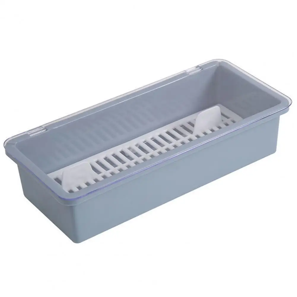 Chopsticks Storage Box Drainage Partition Transparent Cover Chopsticks Spoon Cutlery Storage Case Kitchen Supply