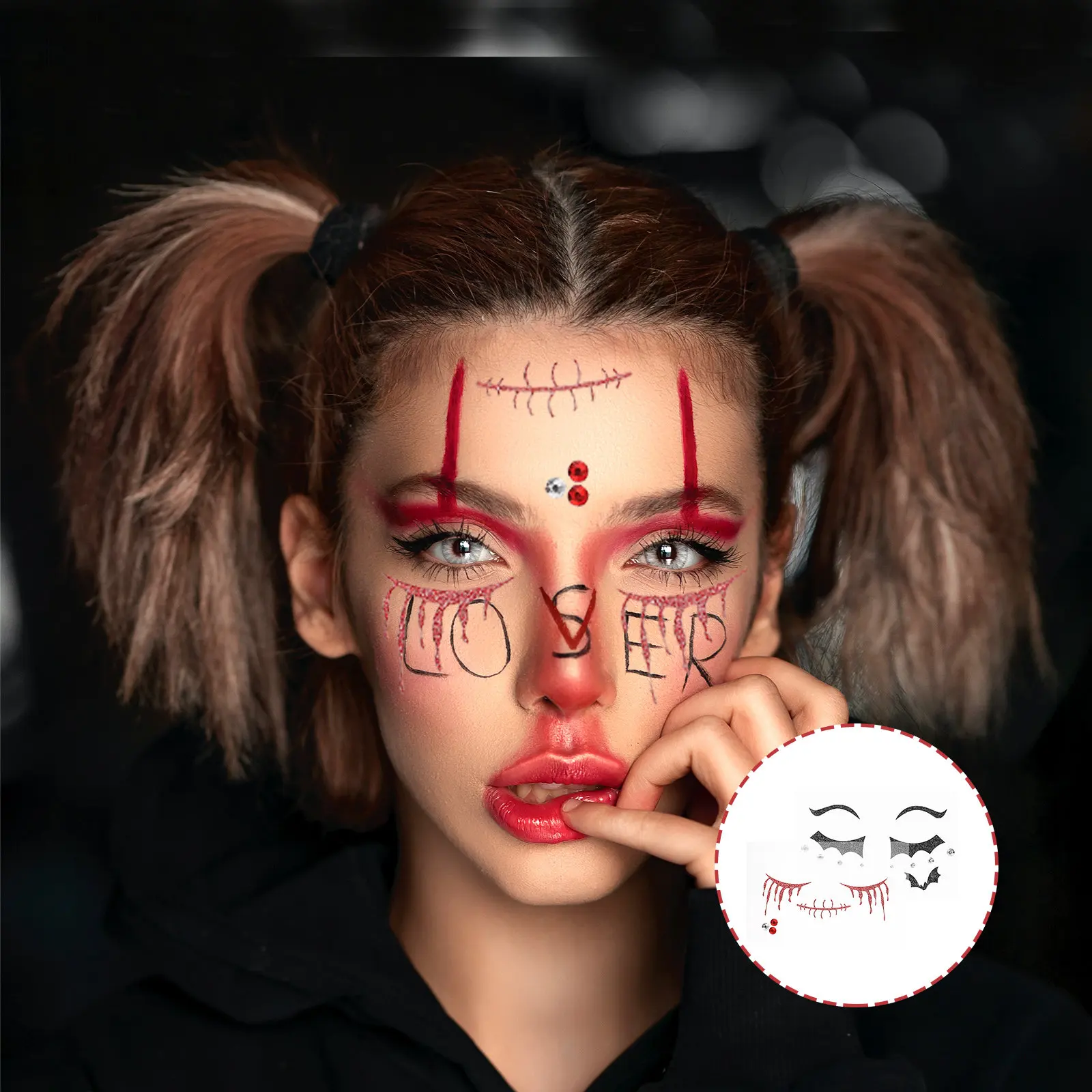

2 Sheets Face Paint Stickers Crafts Gems for Eye Decorations Makeup DIY Cute