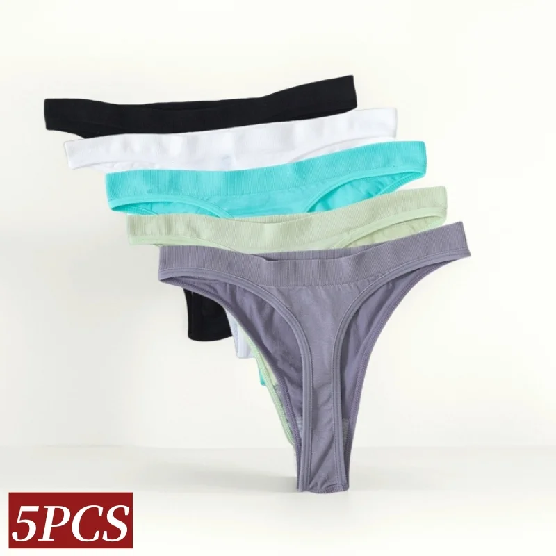 5 pièces/ensemble culottes brésiliennes tongs de sport femmes taille haute string femme caleçon solide t-back sous-vêtements Lingerie Sexy M-XL