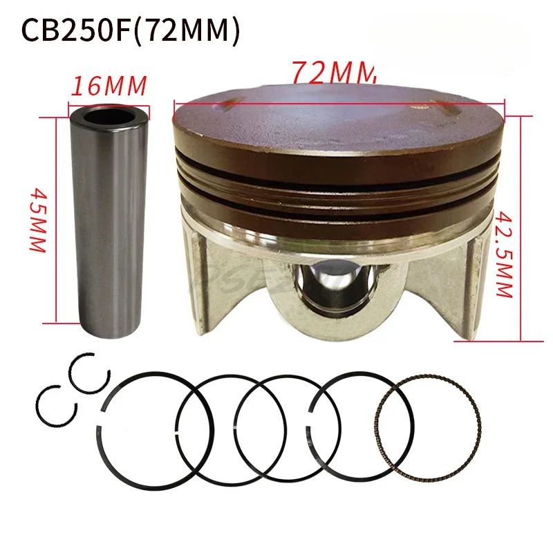 Motorcycle Piston Suitable for ZONGSHEN CB250F Italika Vortx 250 Cylinder Diameter 72mm Plug