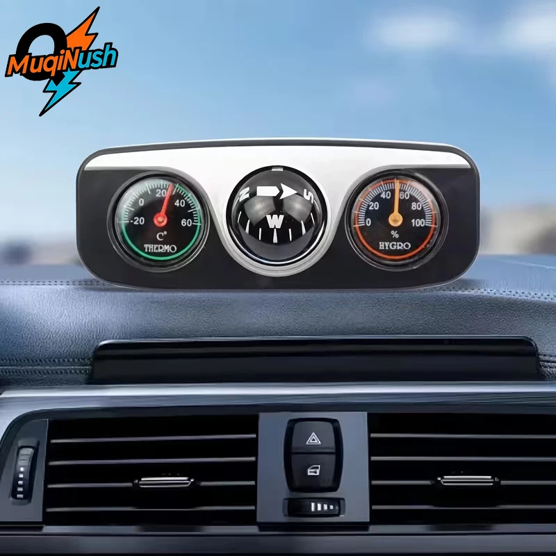 

MuqiNush 3in 1 Multifunctional Car Compass Ball with Thermometer,Hygrometer for Travel,Camping,Cycling,Hiking,Jungle,Off-road