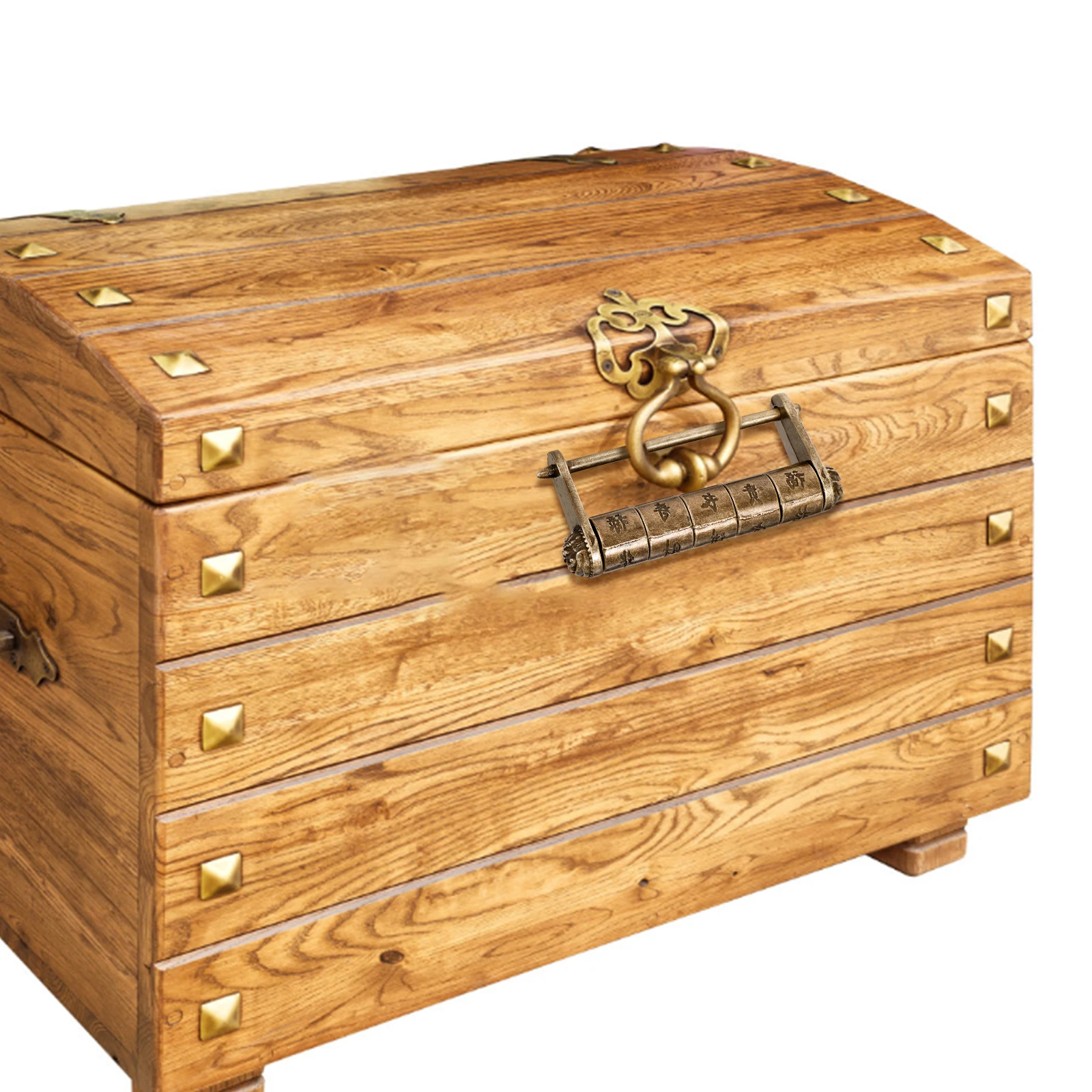 

Combination Lock Retro Style Carved Chinese Suitcase Dark Brown Vintage Padlock for Cabinet Jewelry Box Gift Box Drawer