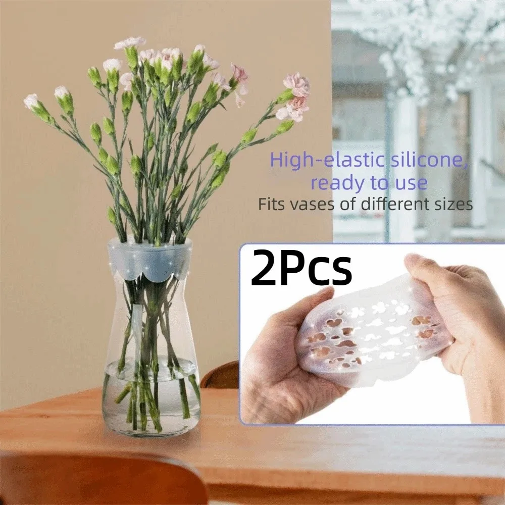 2Pcs Waterproof Silicone Blossom Grid Reusable Stretchable Silicone Flower Arrangement Semi Transparent Silicone Flower Grid