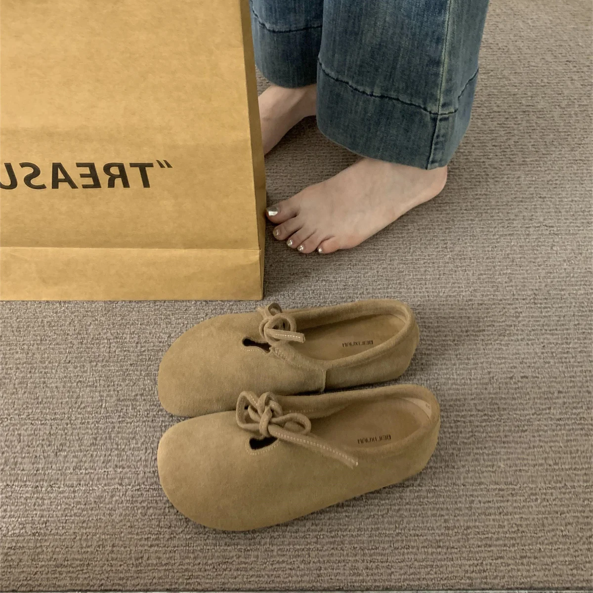 Soft Retro Woman Shoes Female Footwear Autumn Bow-Knot New Dress Fall Comfortable Butterfly Moccasin Butterfly-knot Flat image 4