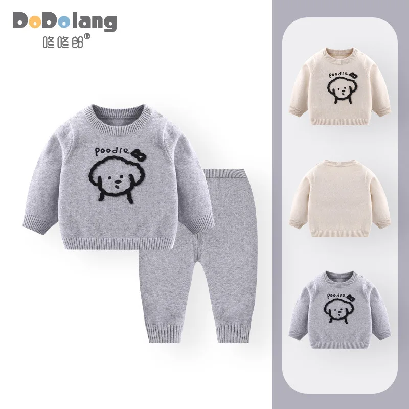 

Осень/зима 2022, детский комплект свитеров, мужская и женская вышитая весенняя одежда с рисунком сокровищ, комплект из двух предметов