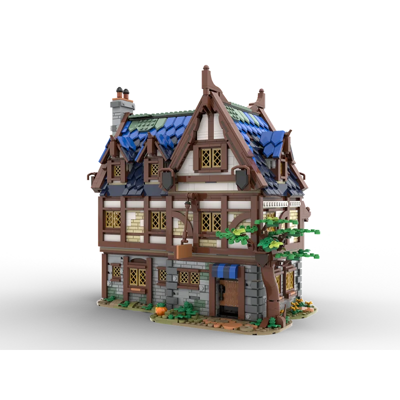 Street View Series MOC-119495 Medieval Tavern & Inn Building Block DIY Model Collection Experts Assembling Puzzle Brick Toy Gift