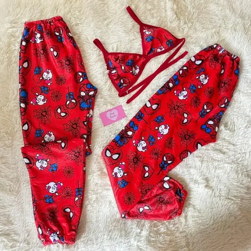 

Miniso Sanrios Hellokitty Pajama Trousers Spring Autumn Home Leisure Couple All Over Print Bottoms Wear Sleeping Loose Pants