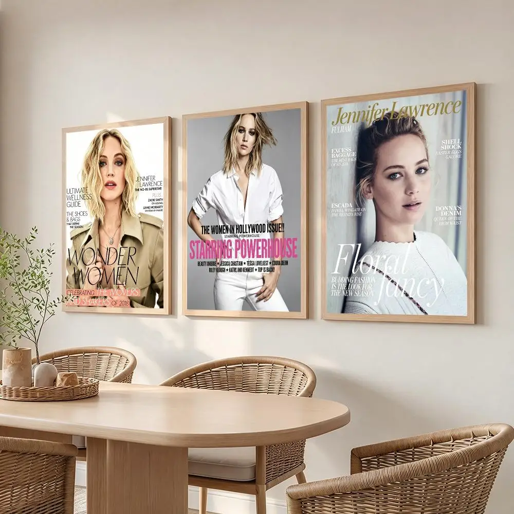 actress Jennifer Lawrence Poster Poster HD Frameless Creamy Style Home Decor Wall Art for Living Room Bedroom Gift
