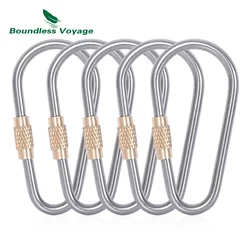 Boundless Voyage Titanium Carabiners Clips with Screw Cap Outdoor Keychain Buckle Hooks Multi-function Climbing Accessories