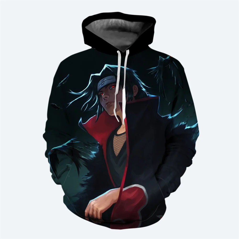 Anime Men's Hoodie Uchiha Itachi Boys and Girls Hoodie 3D Printing Fashion Pullover Naruto Men's Hoodie MINISO Men's Clothing