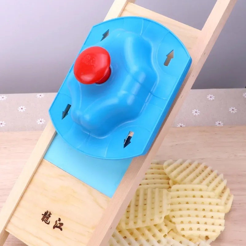 Wooden Potato Grid Slicer Vegetable Grater Corrugated Net Chopper Cutter Wave knife Chipper Salad Kitchen Shredder Peeler Masher