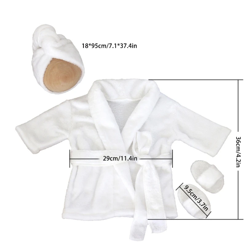 N80C Cozy & Versatile Newborn Bathrobe & Practical Baby Sleepsuit Luxurious Newborn Photography Bathrobe for Boys Girls