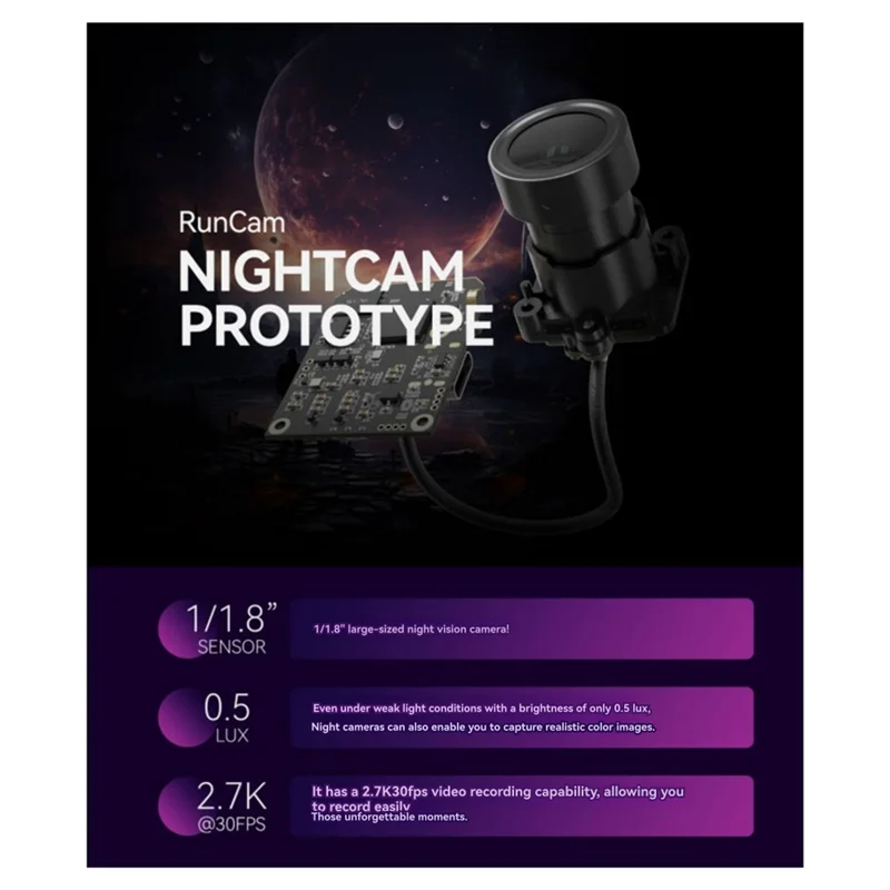 ABJF-Enhanced Night Clarity 3D Runcam FPV камера ночного видения с разрешением 2,7 К 1/1,8 "сенсор для моделей радиоуправляемых дронов прототип