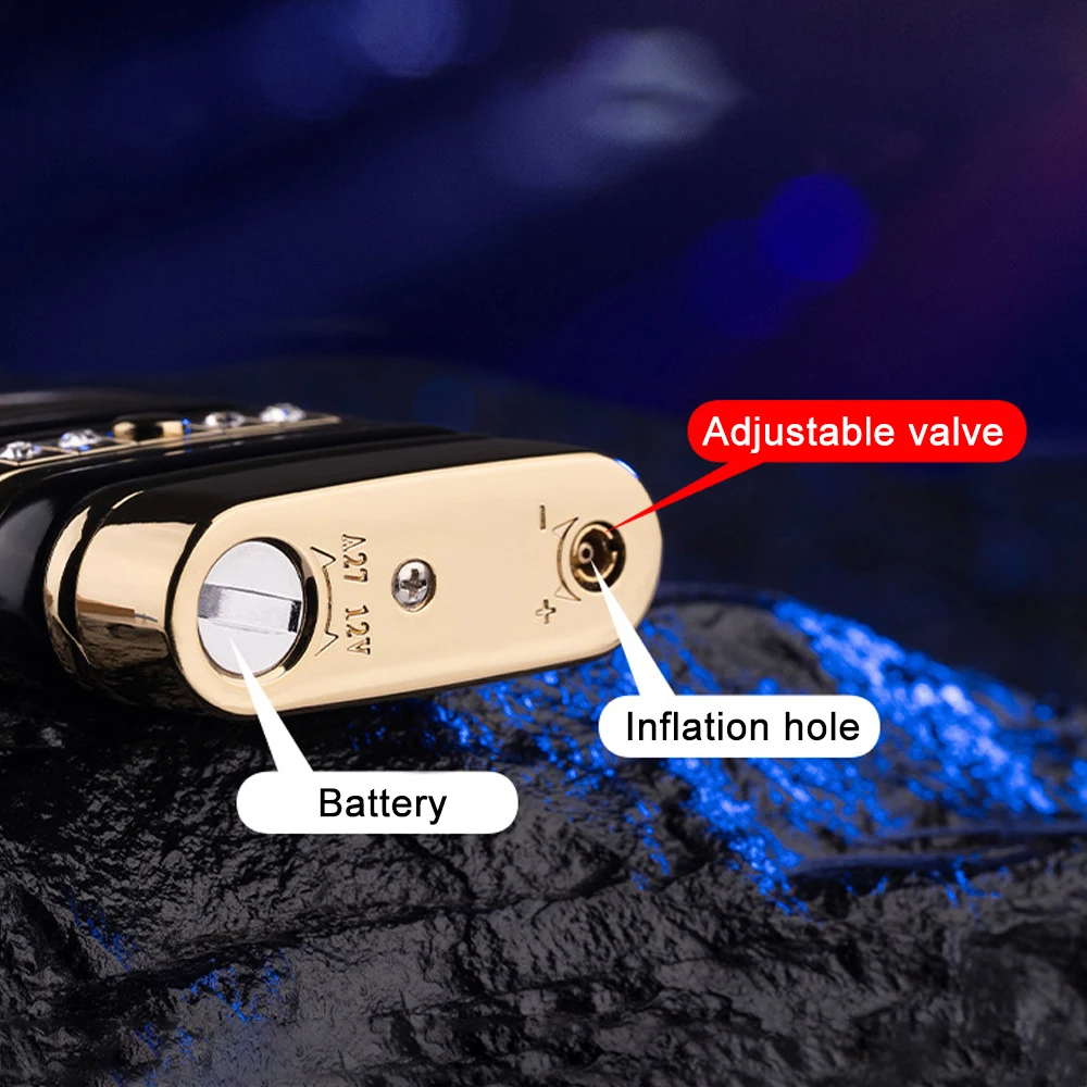 Creative Touch Sensing Electric Butane Gas Lighter Outdoor Windproof Metal Diamond Inlaid Turbo Jet Red Flame Torch Lighter