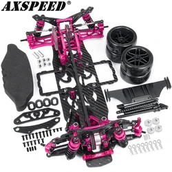 AXSPEED Alloy & Carbon Frame Chassis Kit with 4 Wheels for 1/10 Sakura D4 AWD 4WD RC Drift On-Road Car Accessories