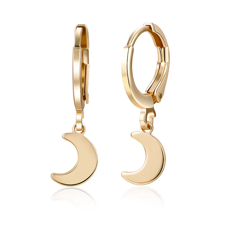 2Pcs Stainless steel Simple smooth moon ear clip personality niche design sense geometric earring