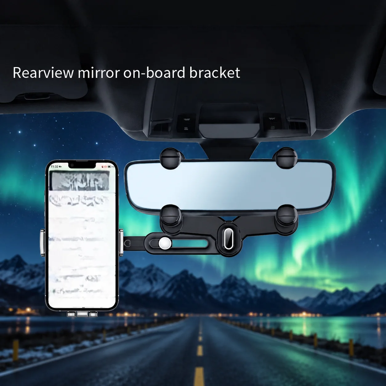 Lcars Car Rearview Mirror Phone Holder Universal Car Mount Navigation Stand 360 ° Rotating Mobile Phone Holder Suitable for Cars, Trucks, and Suvs
