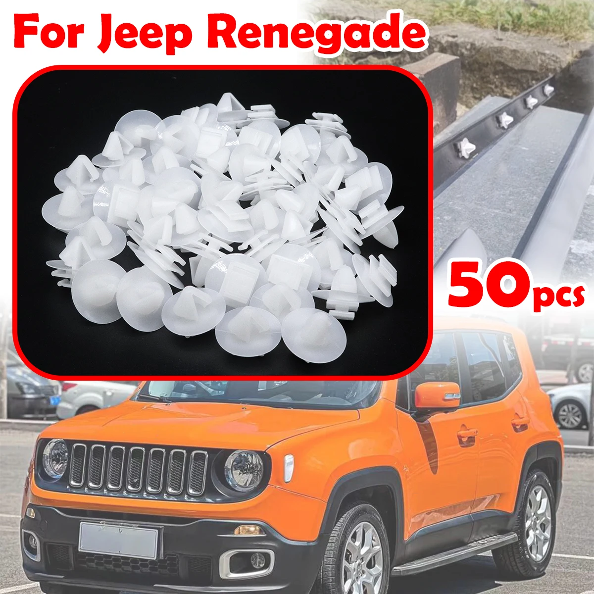 

50pc For Jeep Renegade Front Wheel Arch Flare Trim Moulding Bumpstrip Clips Trim Moulding Clips 71775718 856540 Plastic Fastener