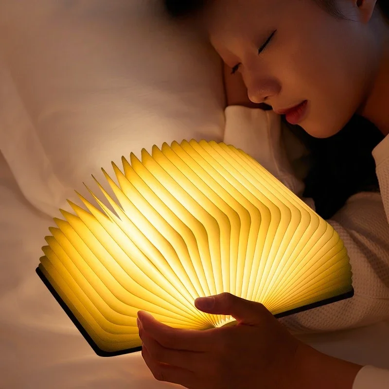 LED-boeklicht Kinderen Houten leeslamp USB-nachtkastje Lamp 3-kleuren Slaapkamer Art Decor Nachtlampje voor kinderen Verjaardagscadeau