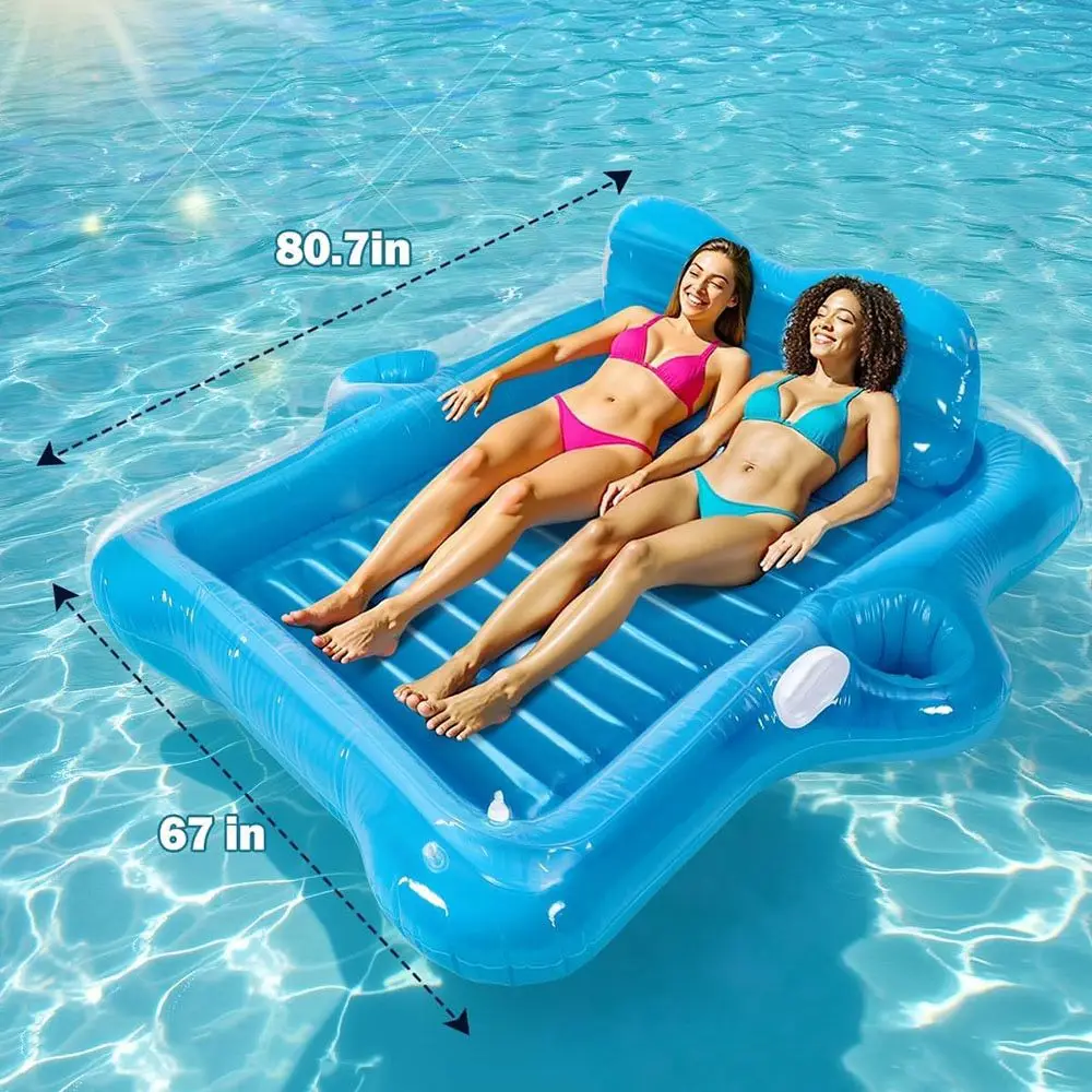 Inflatable Water Jet Floating Bed Floating Air Cushion Bed Adult Water Toy Water and Land Floating Recliner Double Outdoor