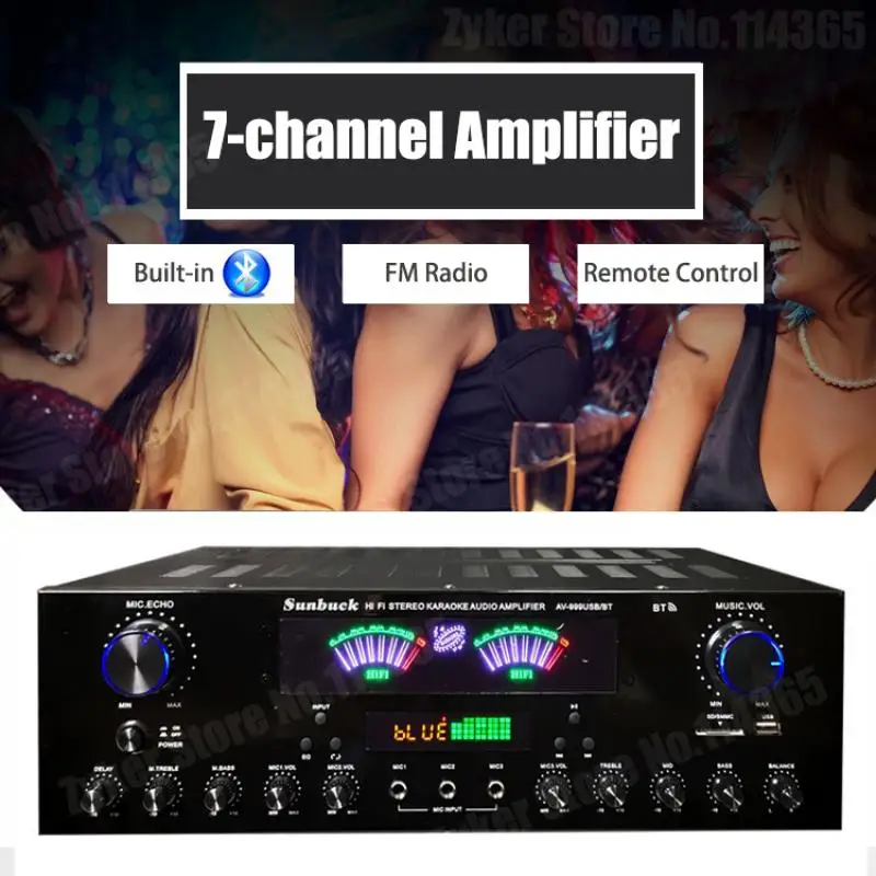 999BT/555BT HiFi Stereo Digital Bluetooth Verstärker Dual Dynamische Bildschirm Sound AMP Für Home Auto Treffen Karaoke Kino max 4000W – Detail 3