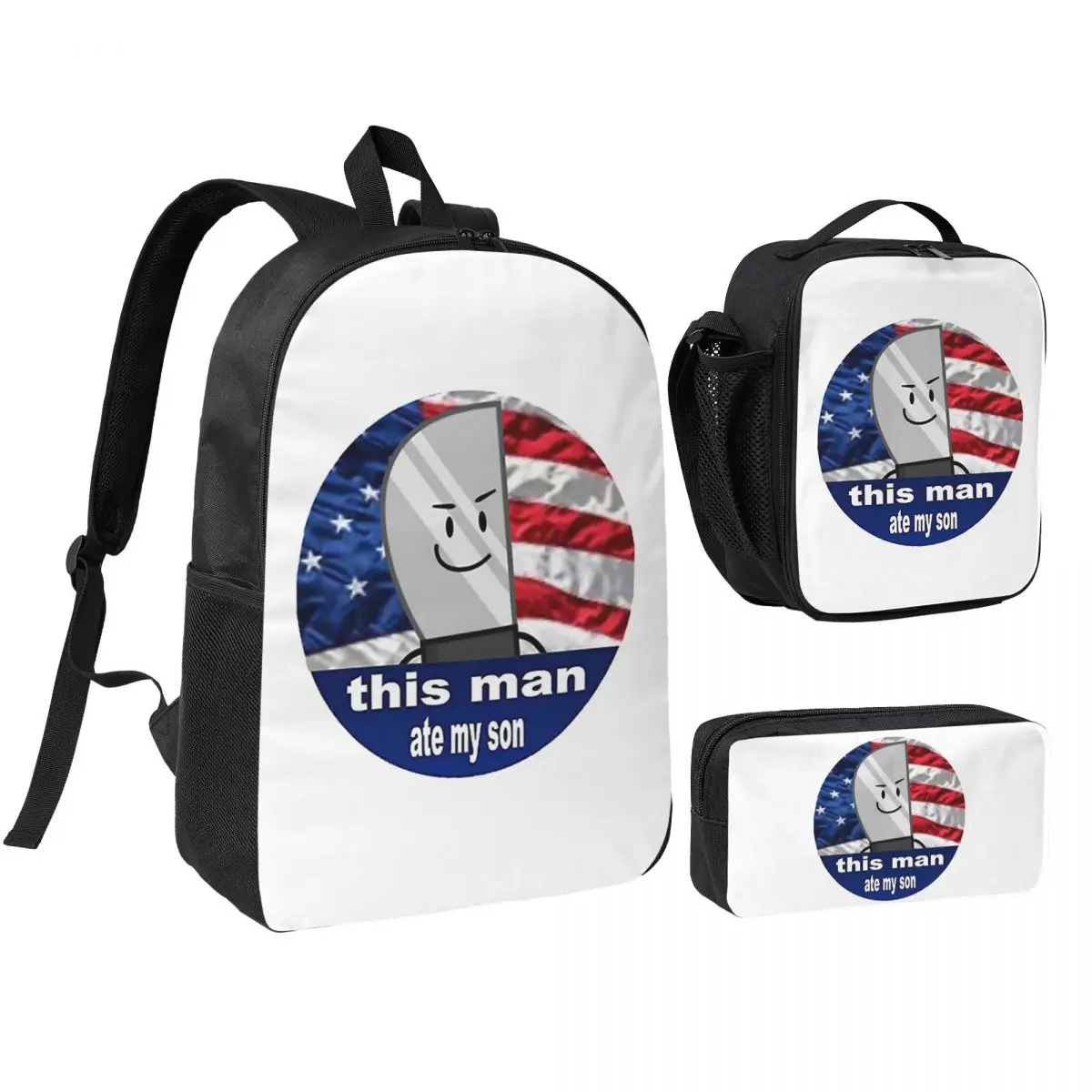 Inanimate Insanity Knife This Man Ate My So Backpack BookBag School Bag Shoulder Bags 3ps Insulated Lunch Bag Pencil Case