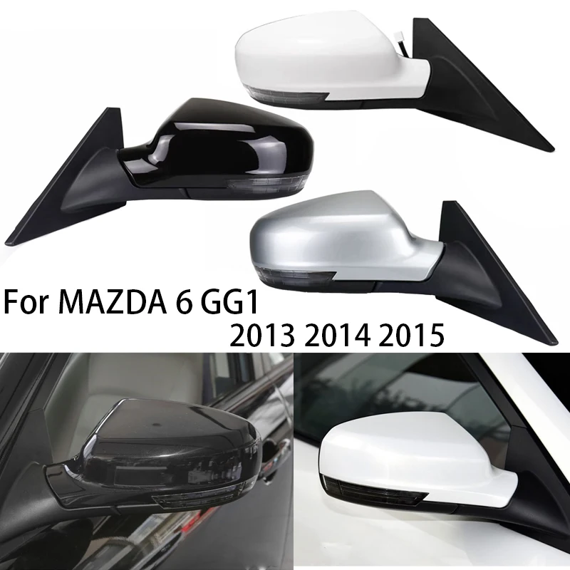 For MAZDA 6 GG1 2013 2014 2015 Car Exterior Rearview Door Mirror Assy With Electric Folding LED Turn Signal Heating 7/8 Wire