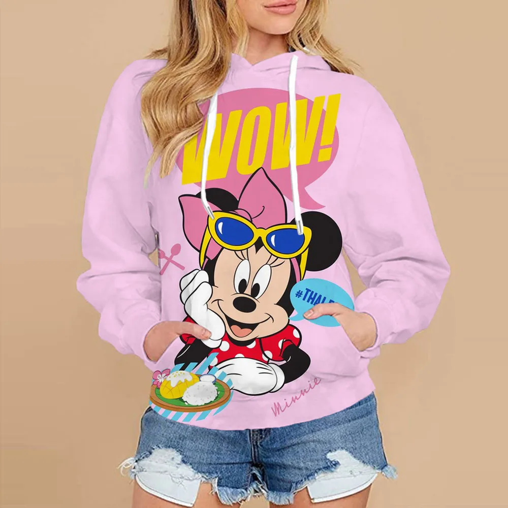 Autumn Winter Kids Minnie Mouse Hoodie Disney Coat With Hat Cartoon Fashion Hooded Clothing Boys Girls Casual Streetwear Outfit