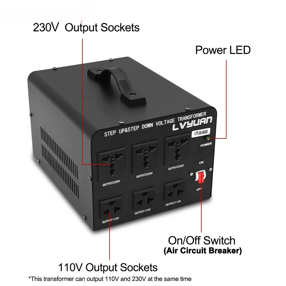 2026New 5000VA Transformer Step Up And Down AC 110V To 220V 220 To 110 Voltage Converter view 4