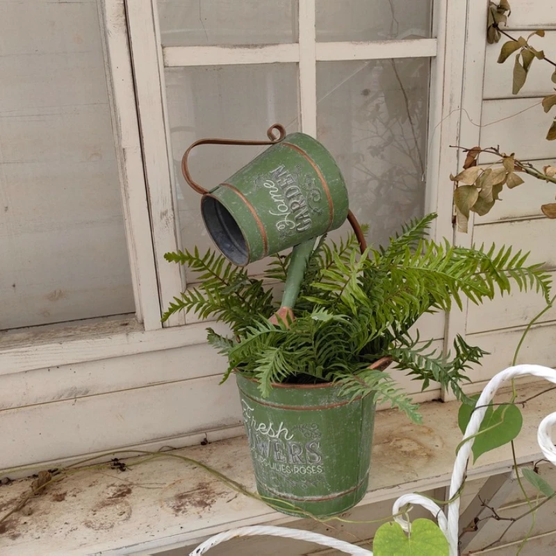 Retro Balcony Flower Pot, Iron Relief Plant Stand, Old Craft, Garden Pots, Courtyard Decoration, Creative Ornaments