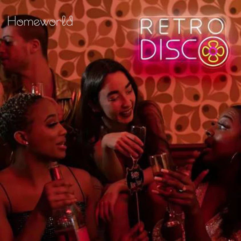 Retro Disco Neon Sign for Wall Decor Music On Air LED Light Sign for Bar Bedroom Club Coffee Shop Restaurant Neon Sign for Party
