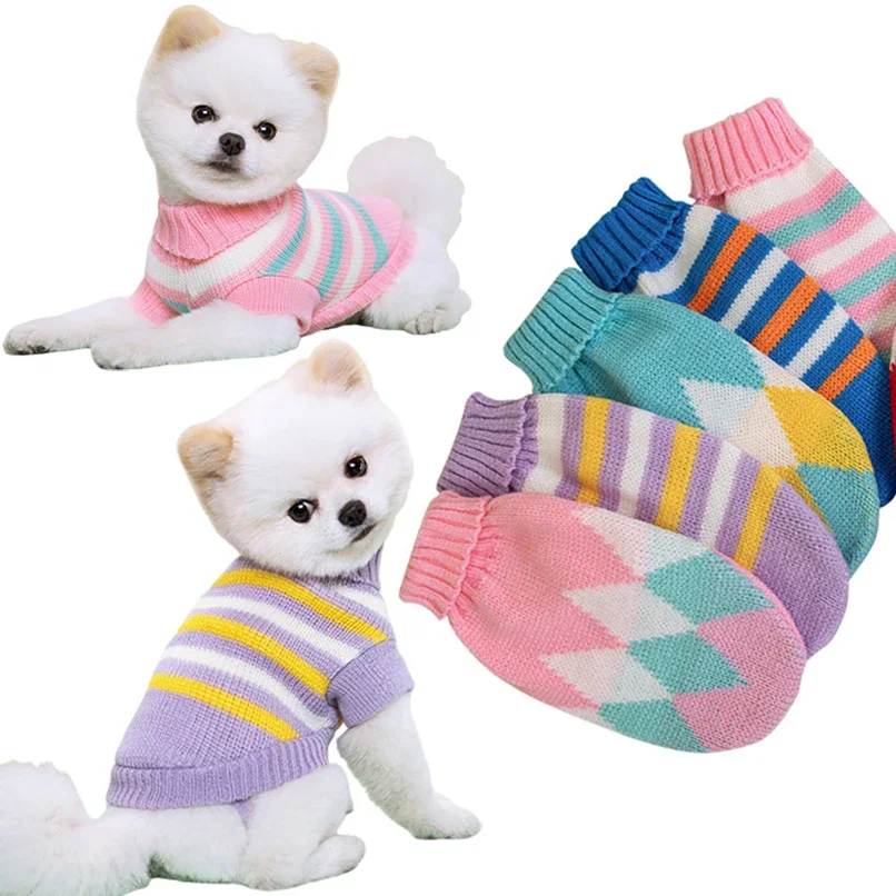 S-2Xl Autumn Winter Dog Knitted Sweater For Small Dog Cat Soft Cozy Warm Clothes Chihuahua Schnauzer Pet Turtleneck Costume