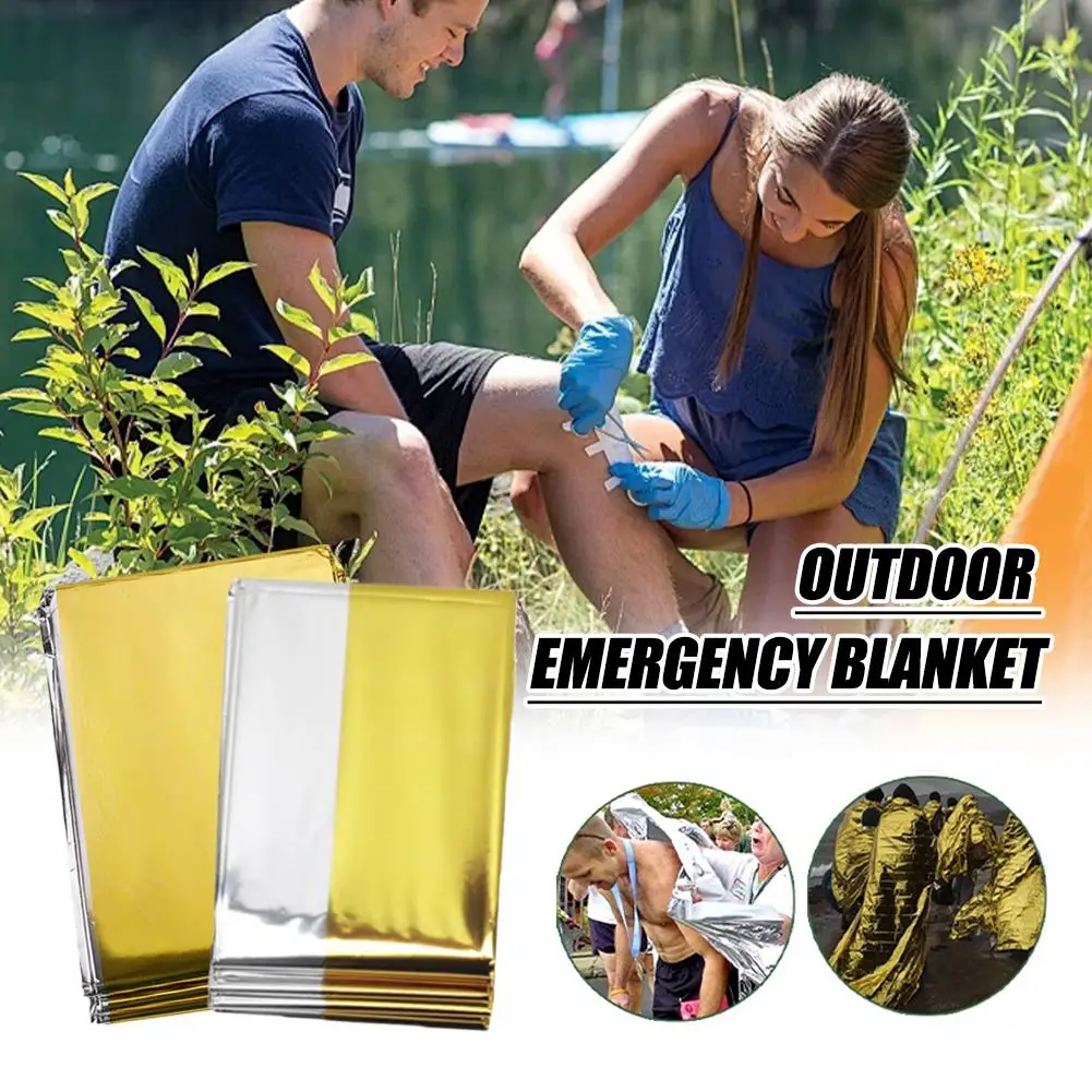 Outdoor Emergency Gold-Sliver Survival Blanket Waterproof First Aid Rescue Curtain Foil Thermal Military Blanket130/160X210CM