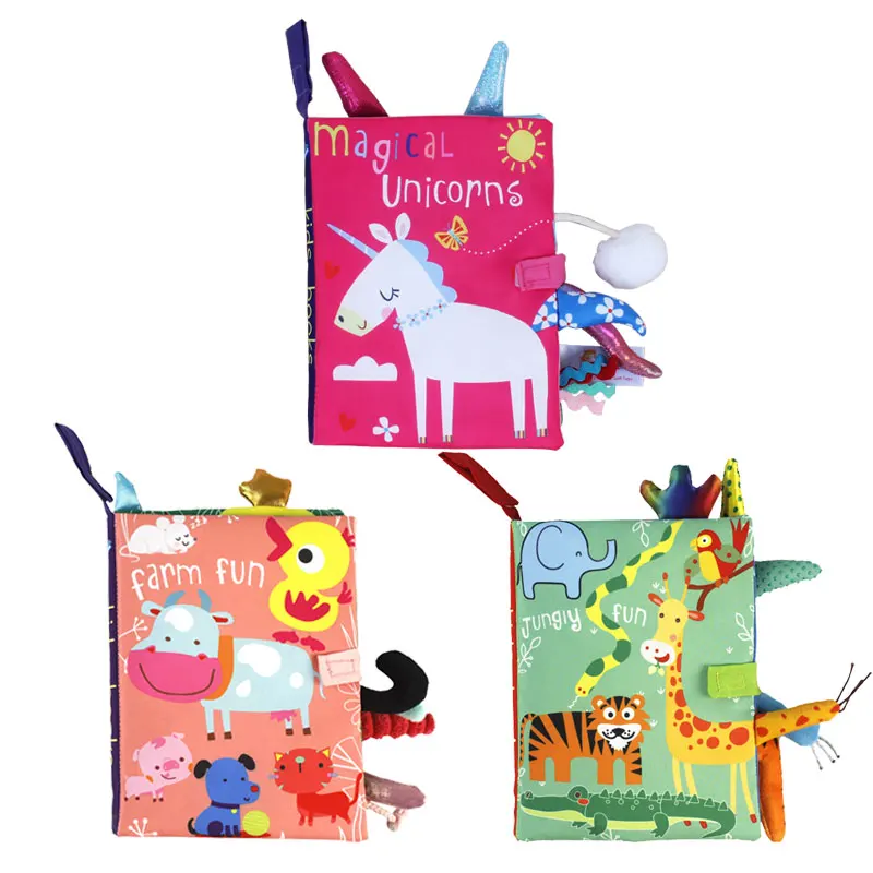 Libro de tela suave para bebé, libros sensoriales Montessori para desarrollo, juguetes educativos de aprendizaje para bebés de 0 a 12 meses, 1 y 2 años