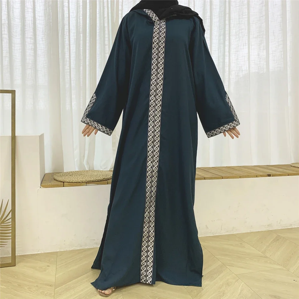 

Dubai Muslim Women Long Dress Maxi Robe Prayer Hooded Abaya Side Slit Ramadan Islamic Eid Gown Middle East Arab Kaftan Robe