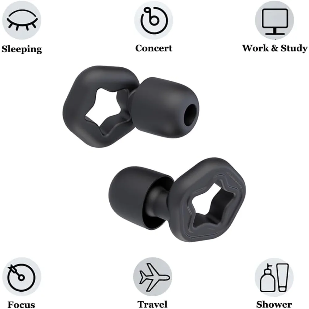 Noise Cancelling Earplugs for Sleeping (3 Pairs), Reusable Hearing Protection Earplugs for Noise Sensitivity, 25dB-33dB, S M L