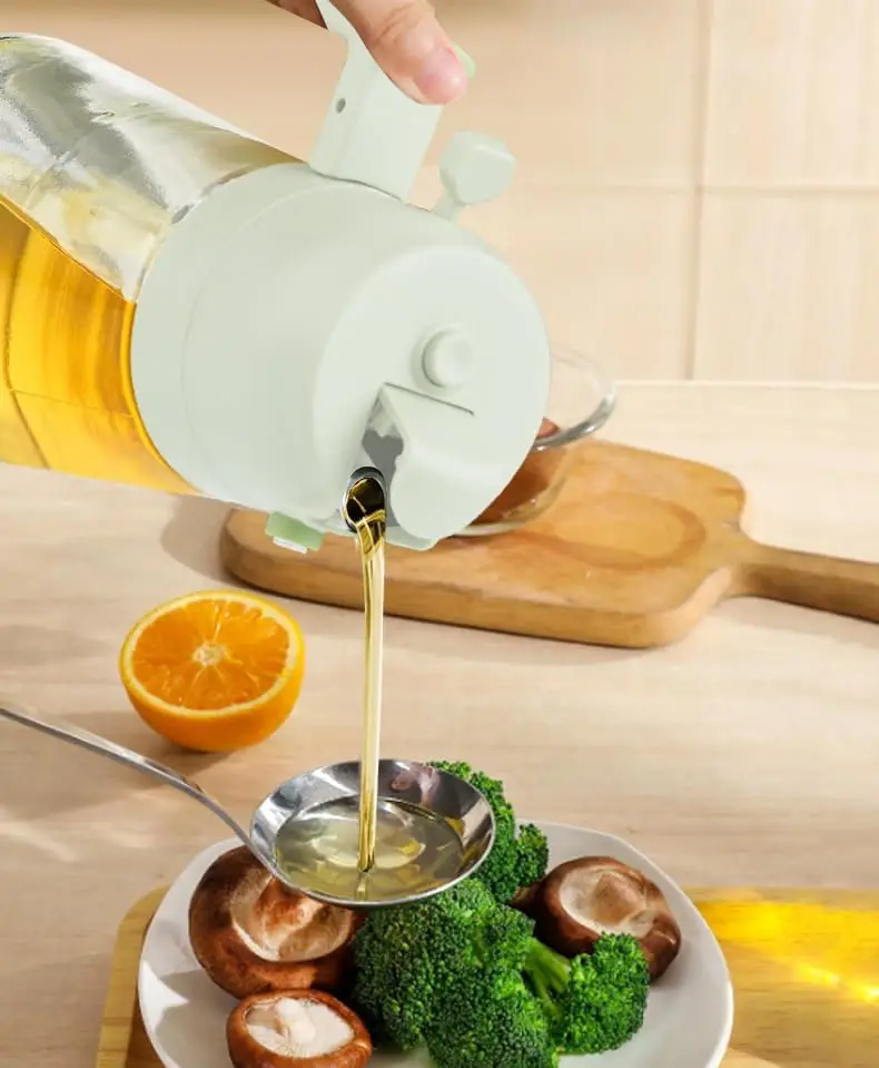 2in1 500ml Plastic Spray Oil Sprayer Bottle Spray Oil Dispenser Oil Jar Cruet BBQ Kitchen Baking Roasting Picnic Kitchen Tool