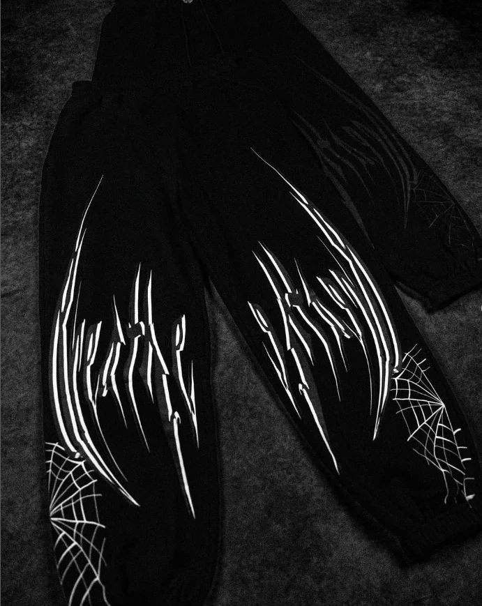 

Уличная одежда, спортивные джоггеры, городские джоггеры с паутиной и граффити, черно-белые повседневные джоггеры, новинка лета 2025 г. ​