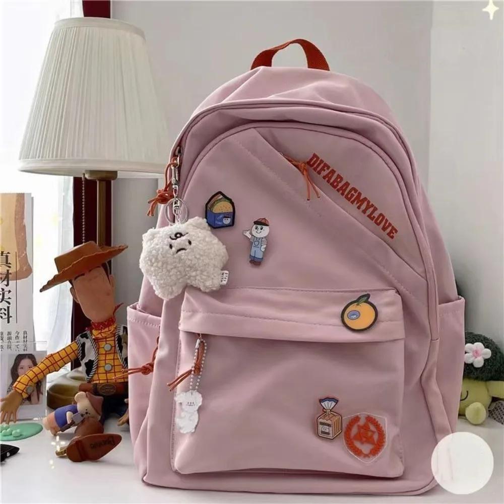 Waterproof Student Backpack Fashion Nylon Large Capacity School Bags Zipper Solid Color Book Bag Students
