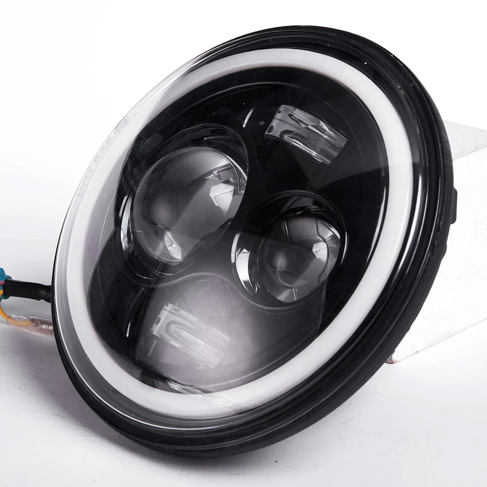 

Round 5500k LED Headlights Halo Angel Eyes Double Projector Lens Fog Light Bulb for Car Truck SUV
