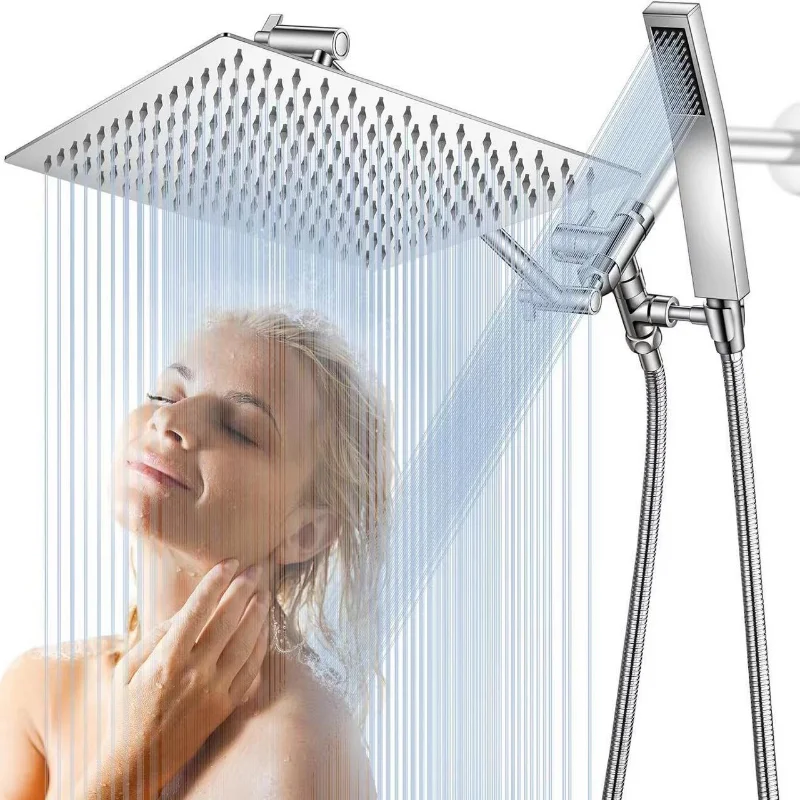 8/10 Inch Bathroom High Pressure Shower System Luxury Rain Shower Mixer Set in-wall Water Saving Shower Set with Hand Showerhead