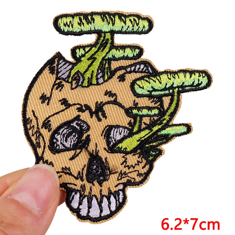 Cool Skull Embroidery Patch Iron On Patches For Clothing thermoadhesive Patches On Clothes Jacket Sew Badges Horror Punk Patch - view 6