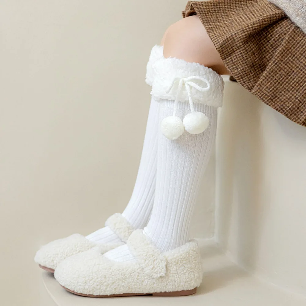 

Comfortable Long Tube Sock Lamb Wool Stocking Cotton Korean Style Plush Hosiery Autumn&Winter Cloth Accessories Bow Socks Girls